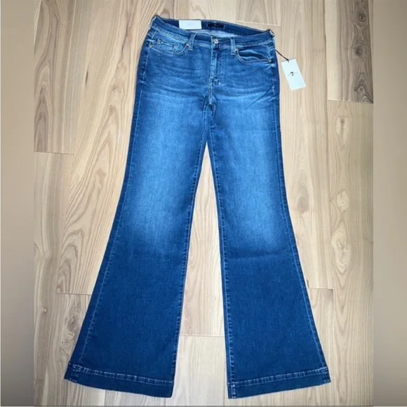 7 For All Mankind Dojo Original Trouser NWT Size 28 7FAMK Silver Stitching - Picture 4 of 11